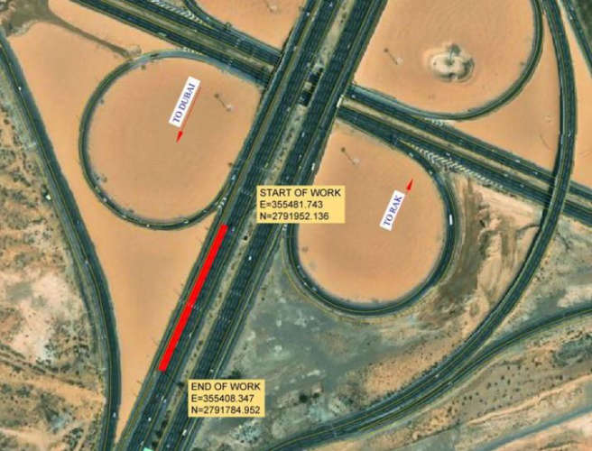 Temporary traffic control on the E611-road from Sharjah to Dubai