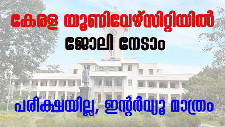 Temporary job in Kerala University; No exam, appointment by interview apply now