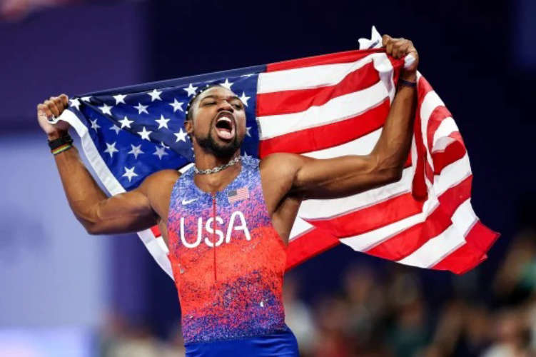 noah lyles won gold medal 100 meter paris olympics
