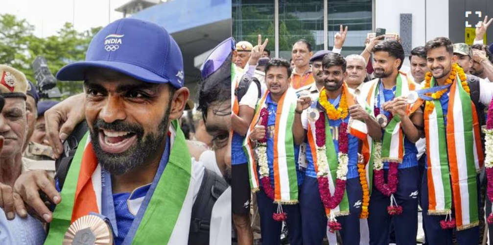 PR Sreejesh leads as Indian hockey team gets grand reception in Delhi on return