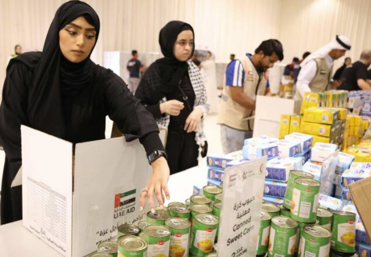 UAE Stands With Lebanon Collection of donations at Sharjah Expo Center from 19