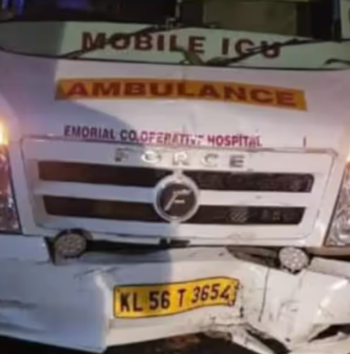 Ambulance carrying the patient to the hospital met with an accident The driver was injured