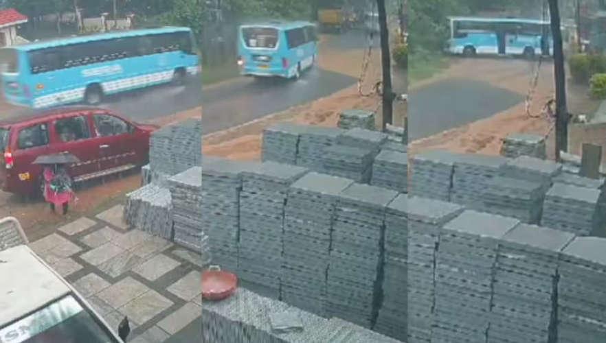 Kottayam bus collision accident Bike rider injured