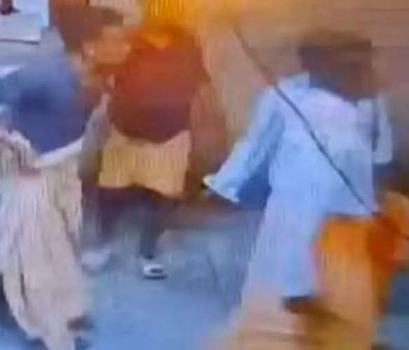 The assailants gathered in front of the bar and hit the young mans head