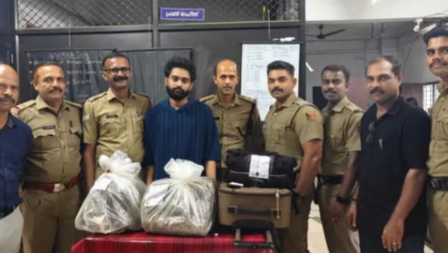 A young man was caught with ganja smuggled from Odisha by train