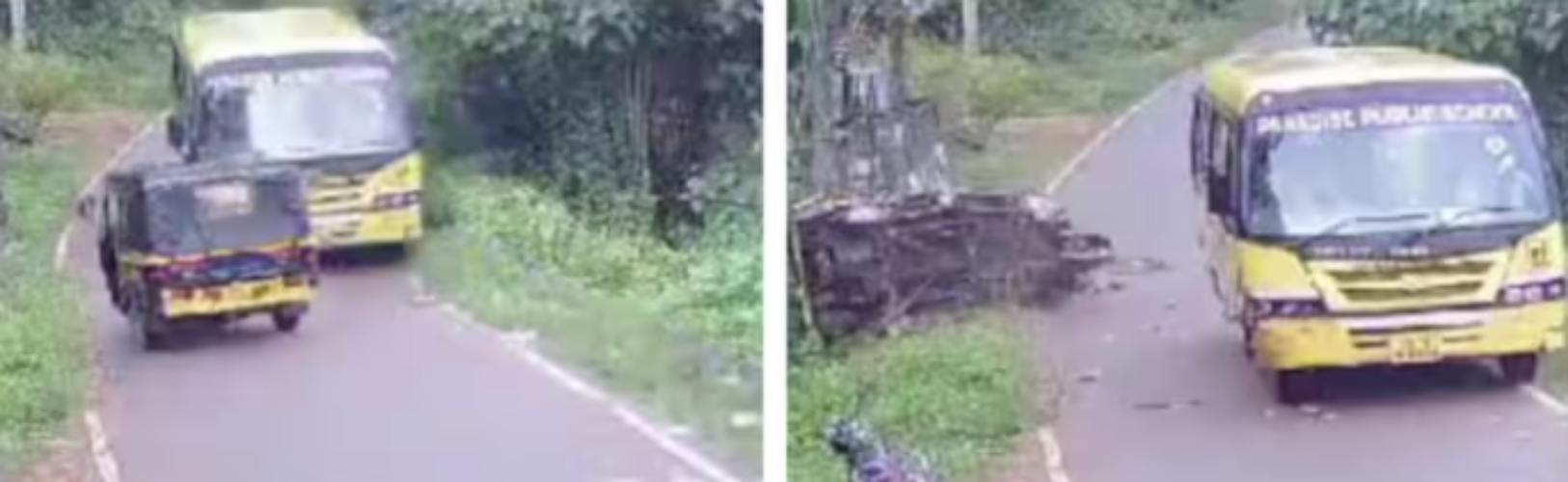 School bus collides with autorickshaw in Varkala Autorickshaw driver seriously injured