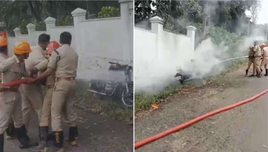 Bullet Bike Catches Fire in Ernakulams Pattimattom