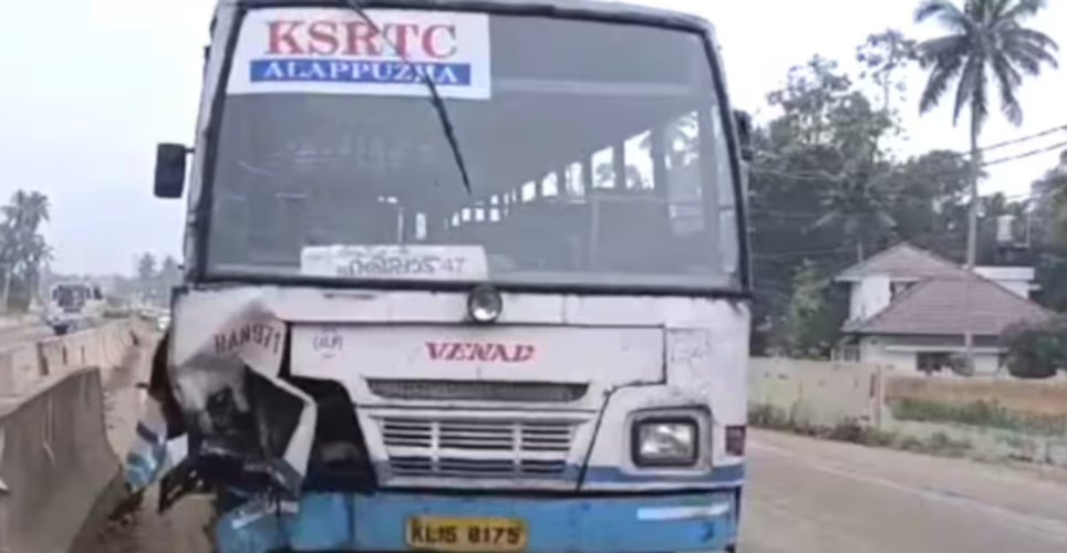 20 passengers injured after KSRTC bus hits divider