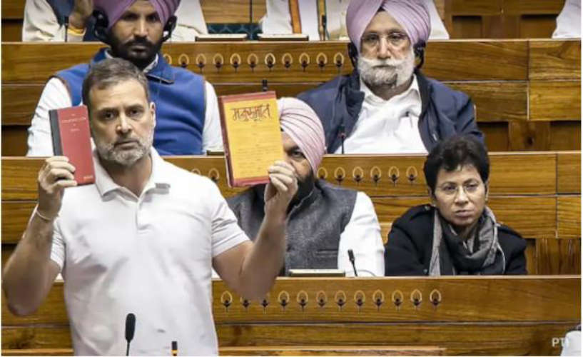 Rahul Gandhi Draws Constitution vs Manusmriti Parallel In Parliament