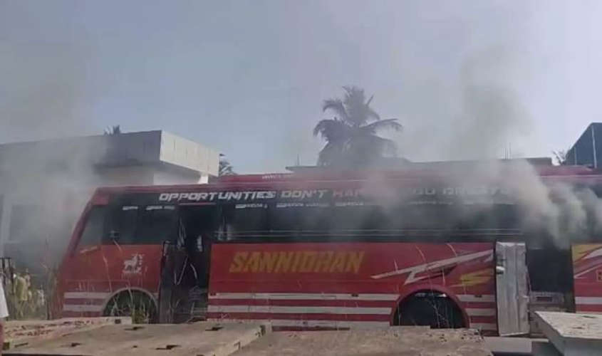 service bus got fire and smoke in calicut