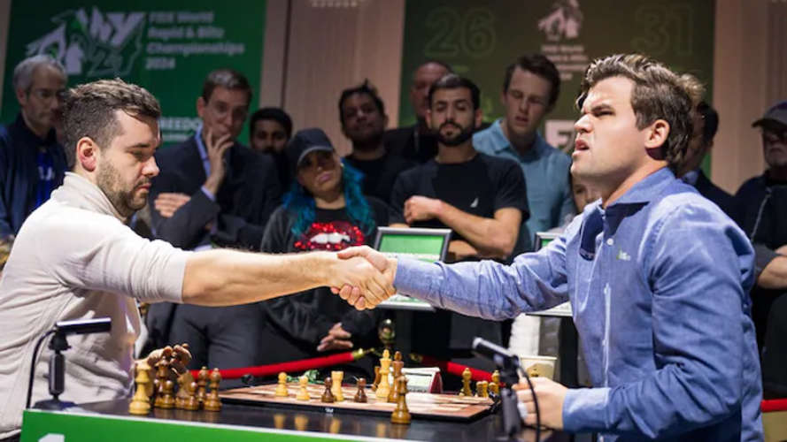 Carlsen Nepomniachtchi share Blitz title in historic feat