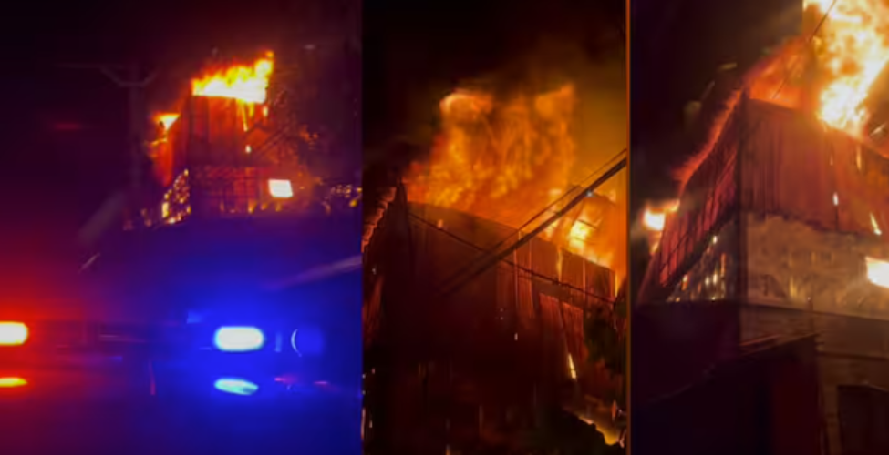 A huge fire broke out in a commercial establishment in Kunnamkulam The fire is spreading and intensive efforts are underway to put it out