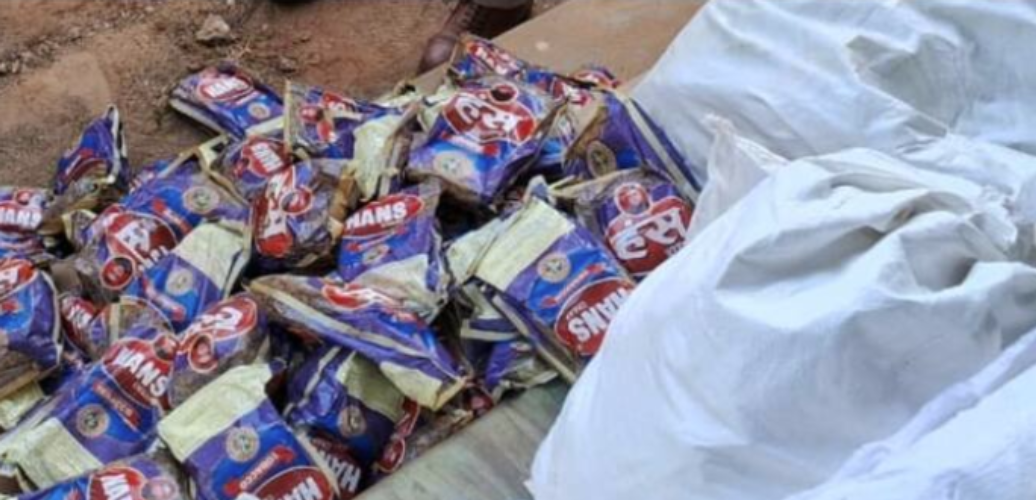 Prohibited products worth Rs 30 lakh hidden in sacks in a rented building were seized