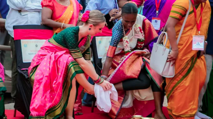 Local Women Leaders Wash Miss World Contestants Feet Political Storm Erupts in Telangana Over Womens Dignity