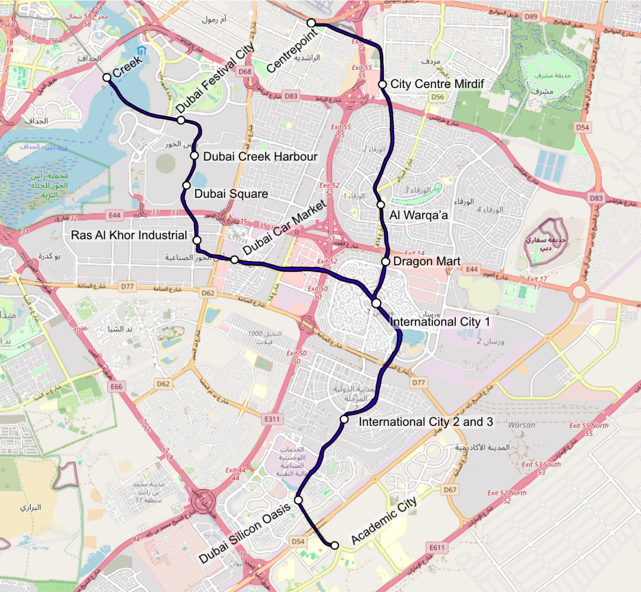 Dubai Metro Blue Line Rout
