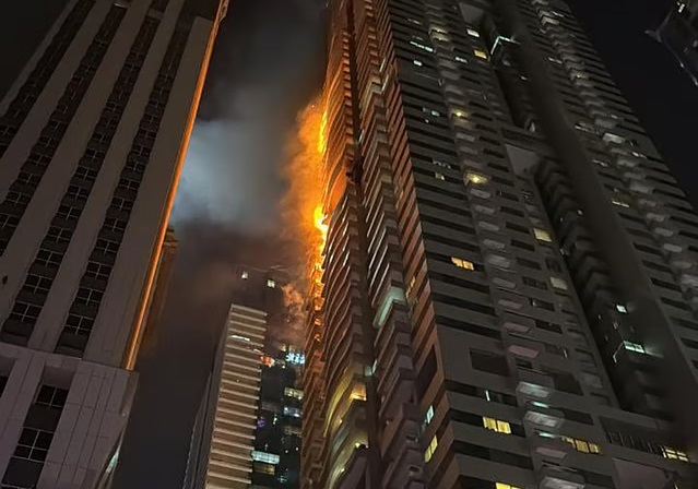 Fire breaks out in Dubai Marina building containment efforts underway