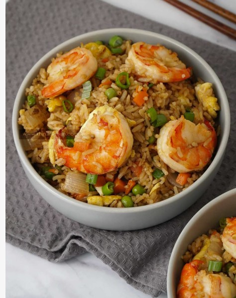 Easy Prawn Egg Fried Rice with Cooked Rice Quick Lunch Recipe
