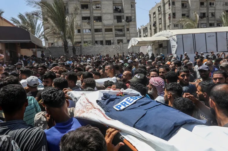 Israel bombs hospital kills journalists medics dozens more across Gaza